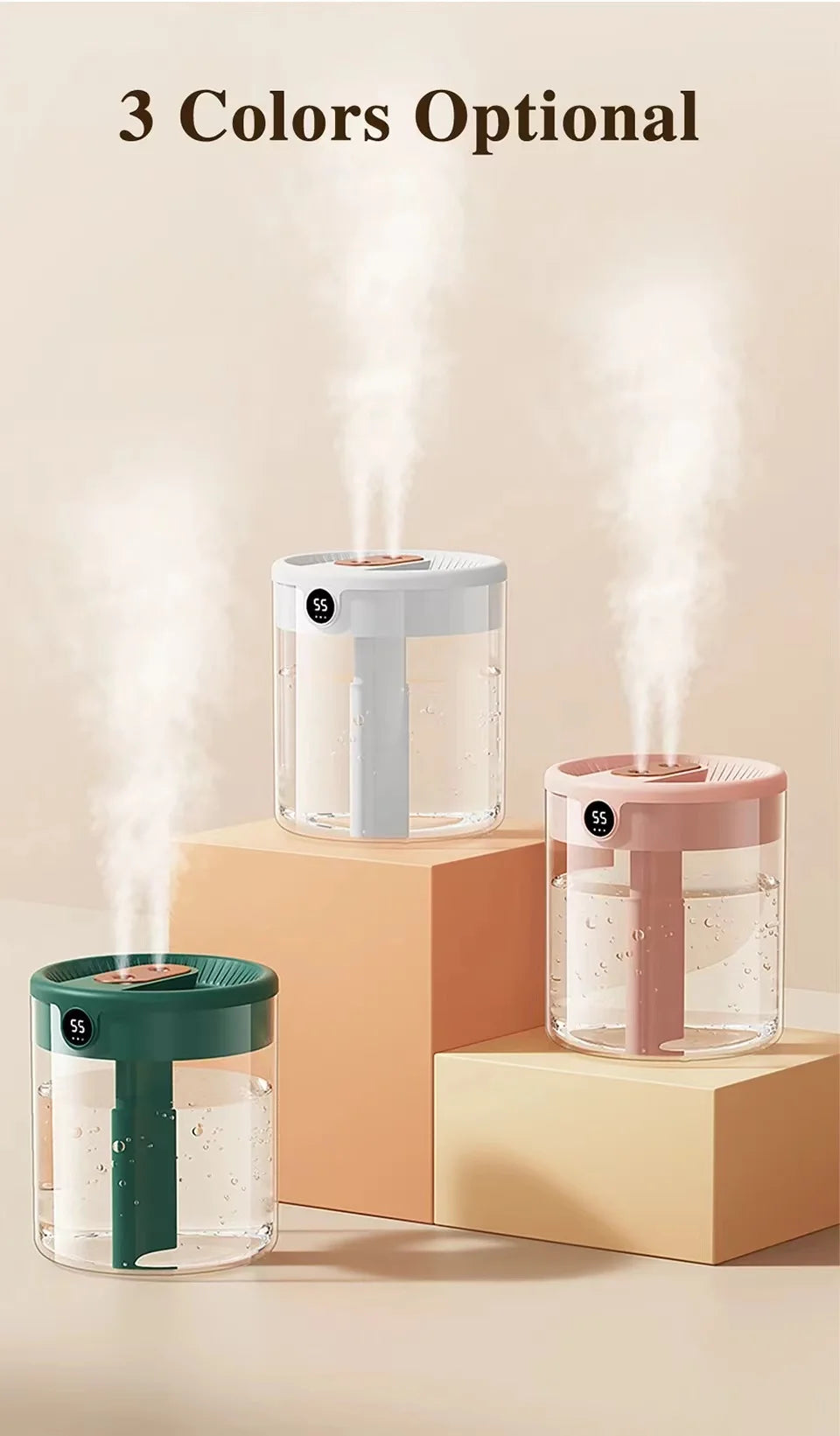 Elegant Bedroom Humidifier - Quiet USB Misting