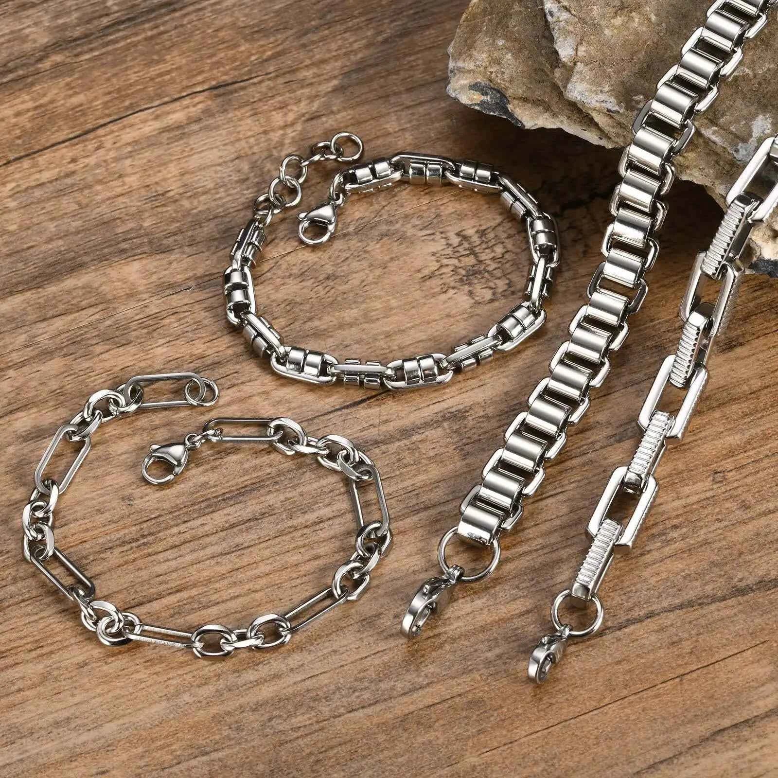 Men's chain bracelet - silver anti-allergy stainless steel wristband