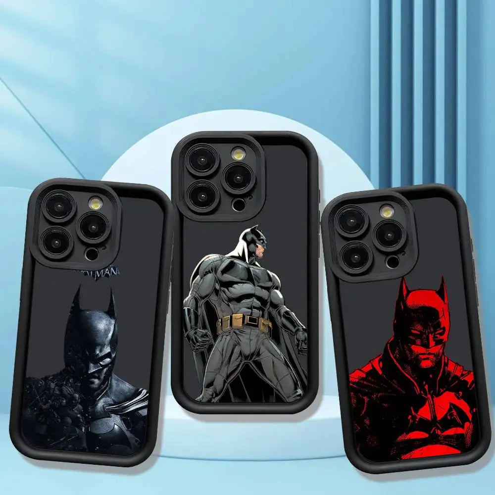 black soft phone cover - sleek batman design for iphone models with flexible matte finish
