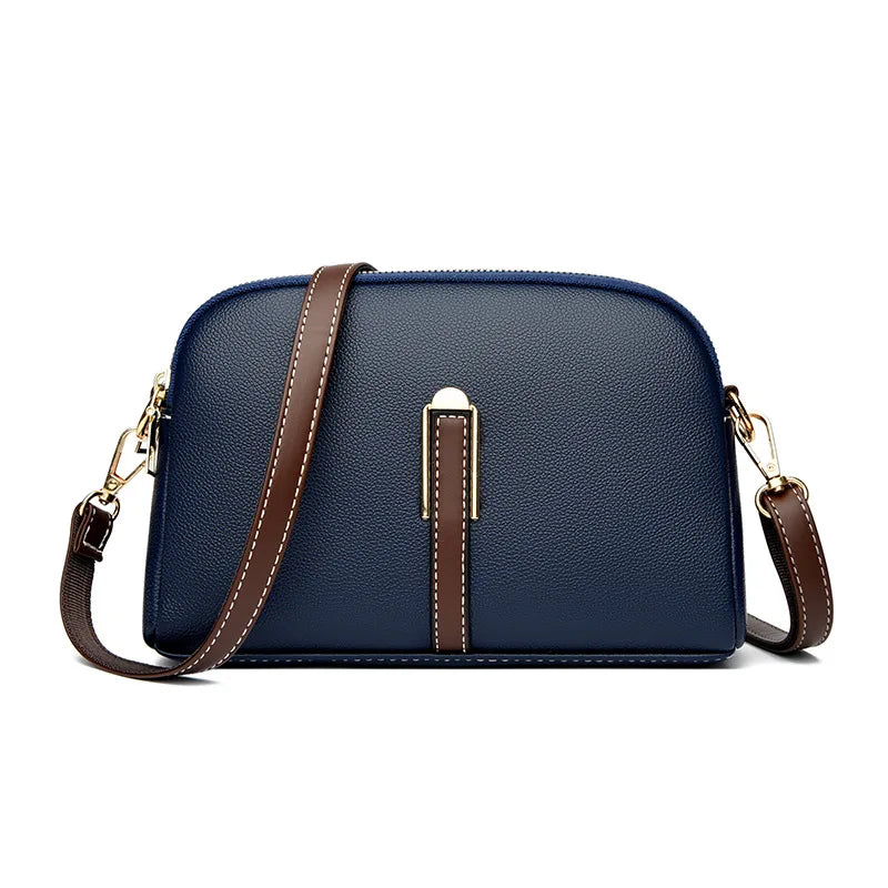 Luxury Cowhide Flap Crossbody Bag - Elegant Messenger