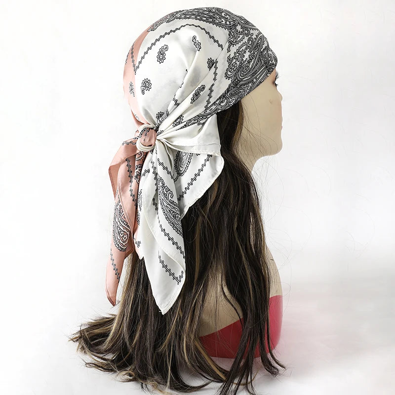 Luxury Square Silk Scarf - Satin Hair Bandana & Neckerchief