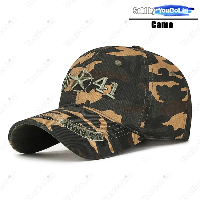 Military Style 1941 Embroidered Baseball Cap Sun Hat Trucker Hat- Adjustable Army Dad Hat for Men, Vintage Tactical Design - Tulique