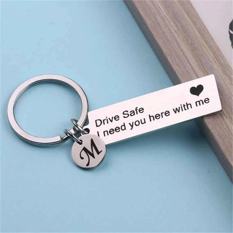 Custom initial keychain - engraved stainless steel with letter A