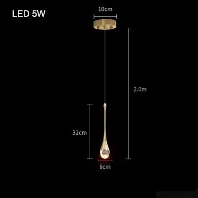 Modern Crystal Pendant Lamp - Elegant Bedside Hanging Lighting
