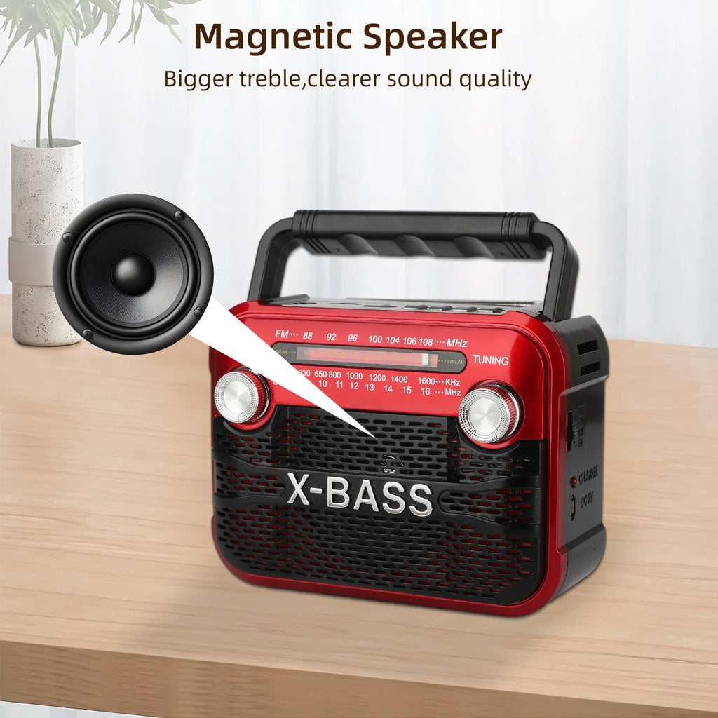 Portable Bluetooth Radio - Rechargeable FM/AM/SW Wireless Audio