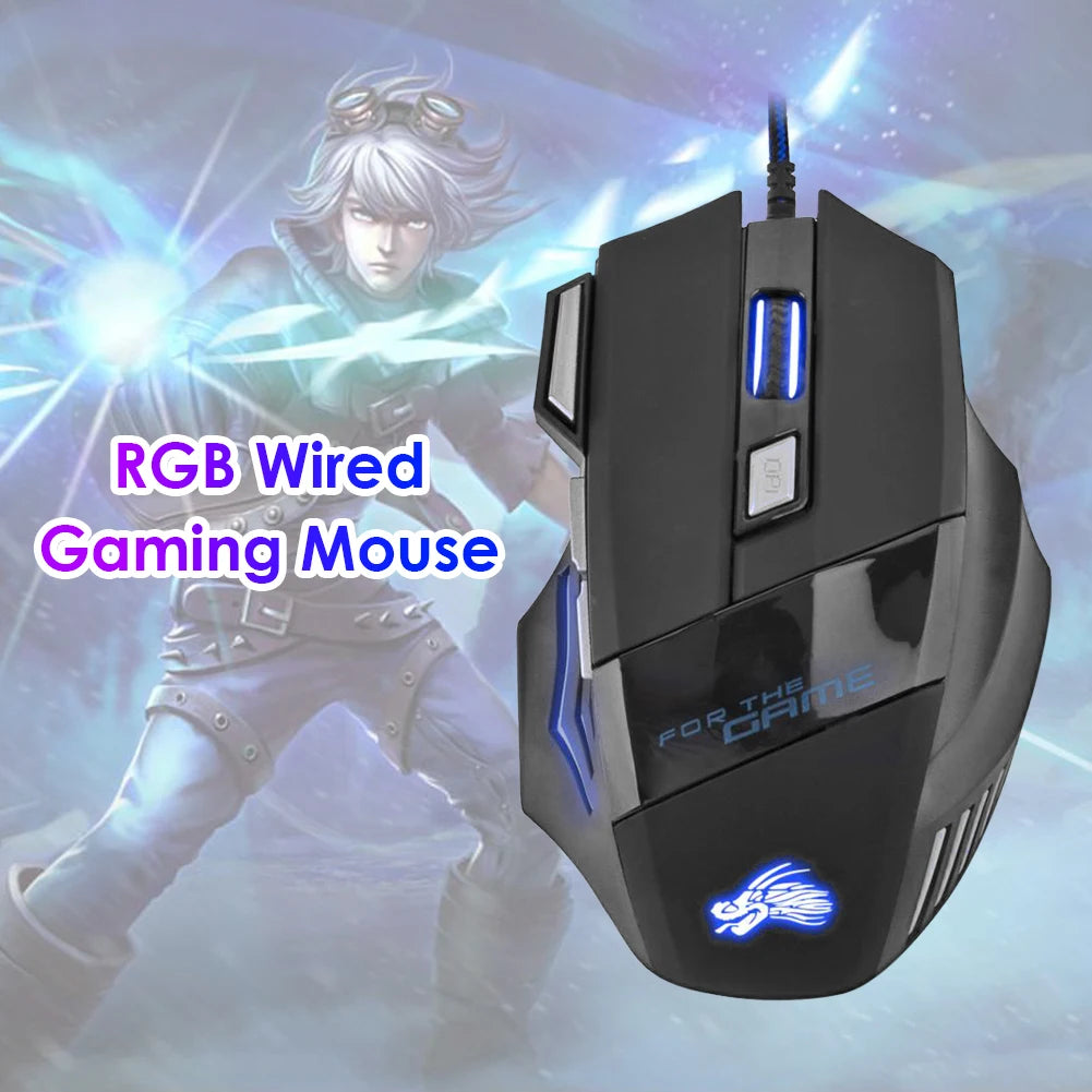 Premium Wired Gaming Mouse - Ergonomic 7-Button with 5500 DPI