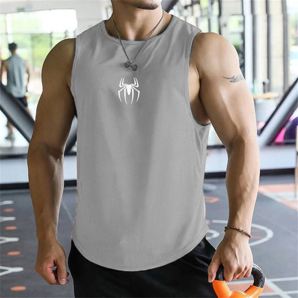 Ultimate Muscle Tank Top - Breathable Spider Print Gym Shirt