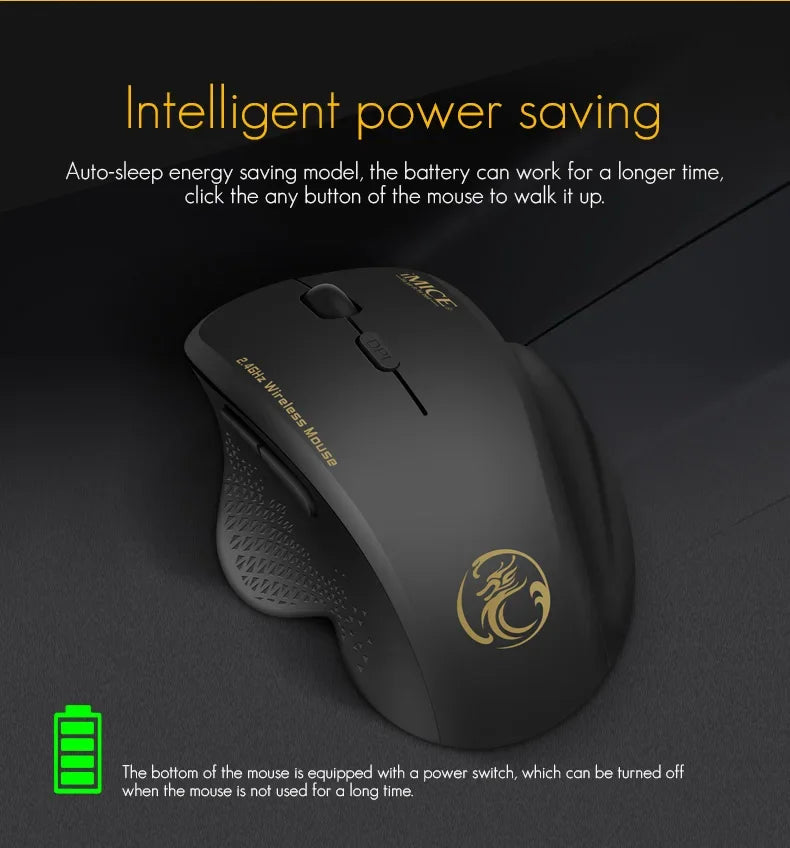 Premium Wireless Silent Mouse - 3 Adjustable DPI & 6 Buttons