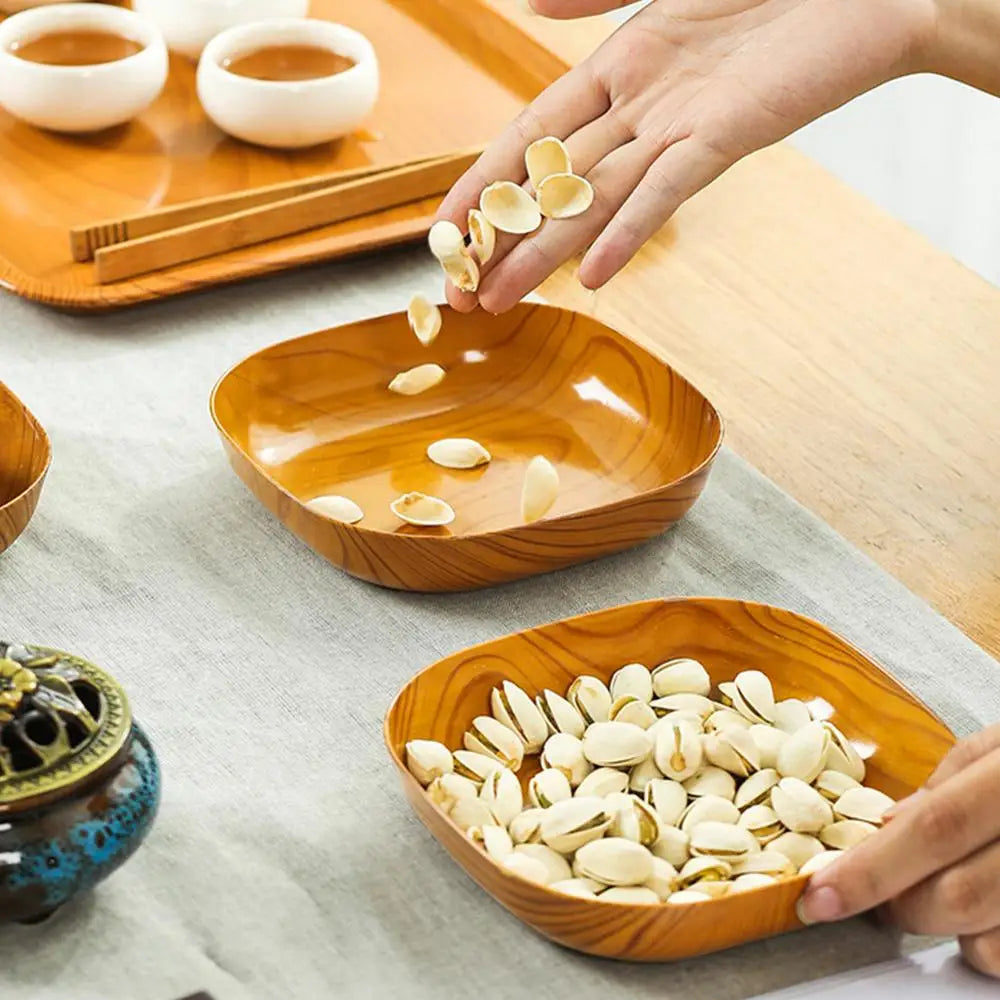 Elegant Wood Grain Square Plate - Japanese Style Dinnerware