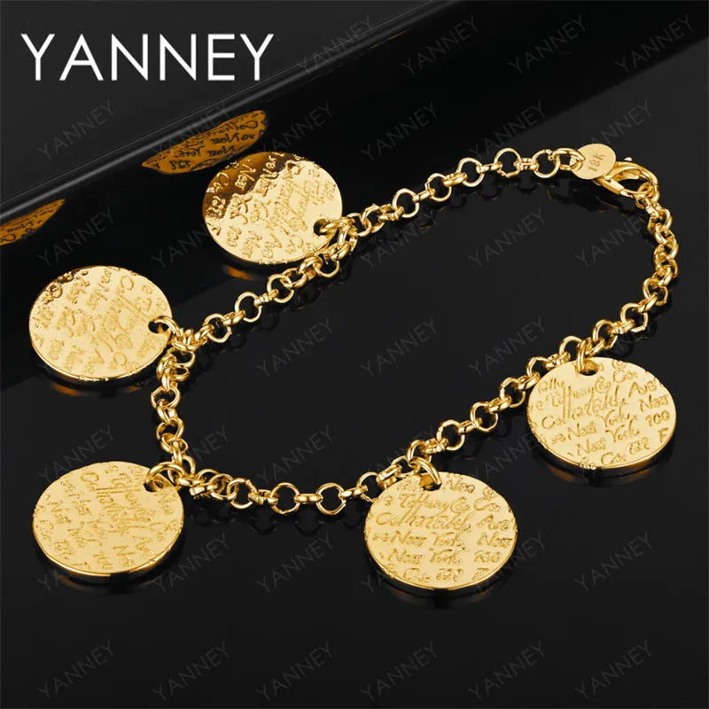 Elegant Rose Charm Bracelet - 925 Sterling Silver 18K Gold