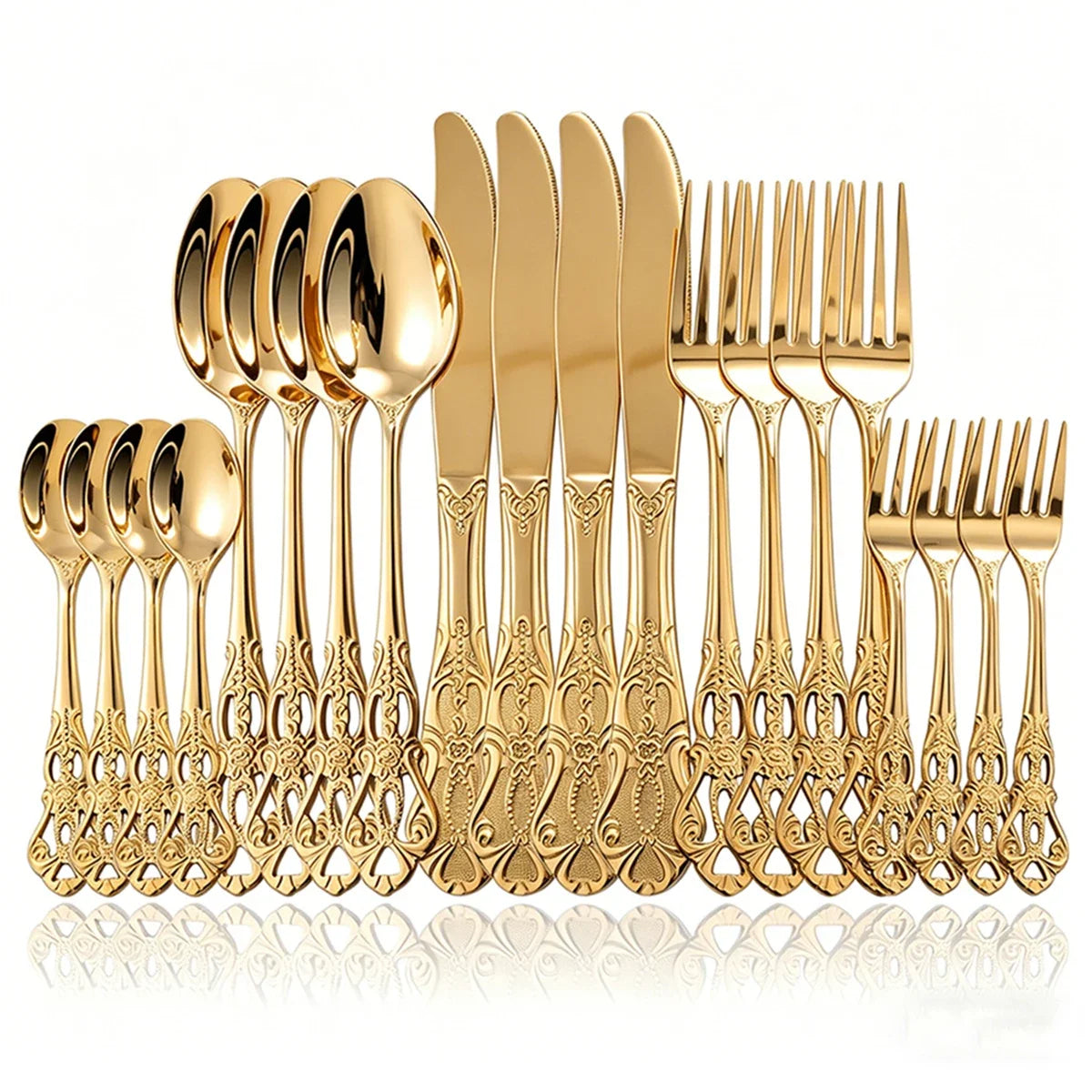 Elegant Rose Gold Dinnerware Set - 20-Piece Flatware