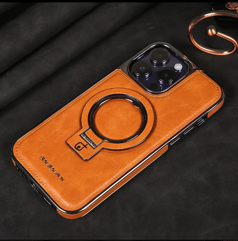 Premium Leather iPhone Case - Magnetic & Kickstand