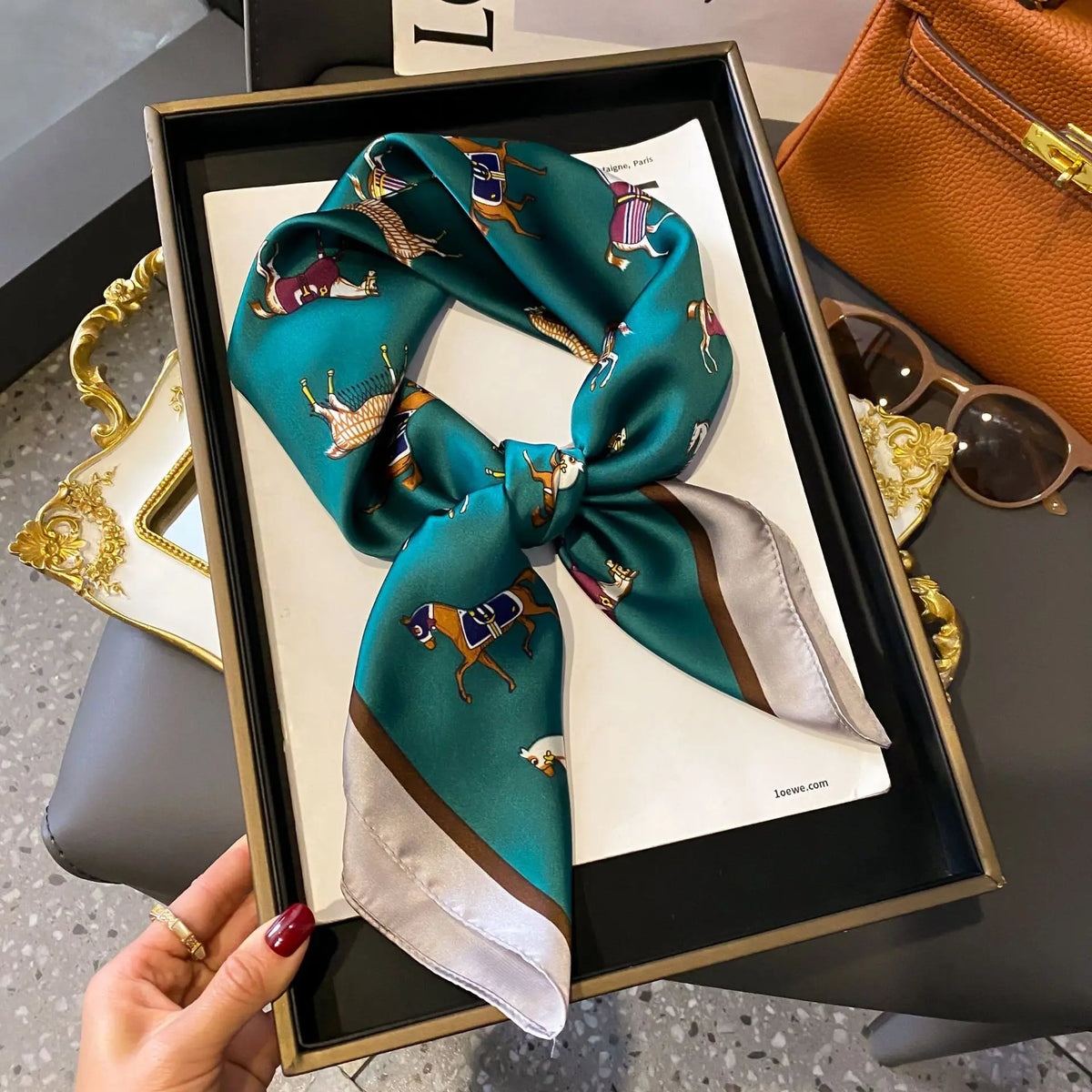 Luxury Silk Square Scarf - Elegant Satin Hair Wrap & Headband