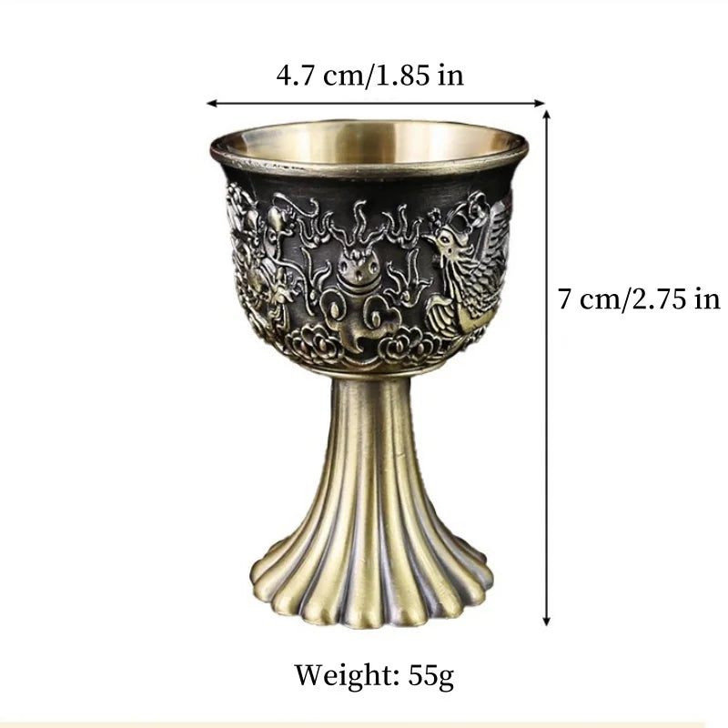Elegant Vintage Mini Wine Glass - Embossed Alloy Design