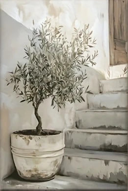 Elegant Frameless Olive Tree Canvas - Mediterranean Wall Art