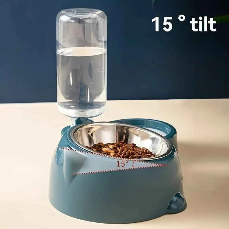 Premium Automatic Pet Feeder - Slanted Gravity Water Dispenser