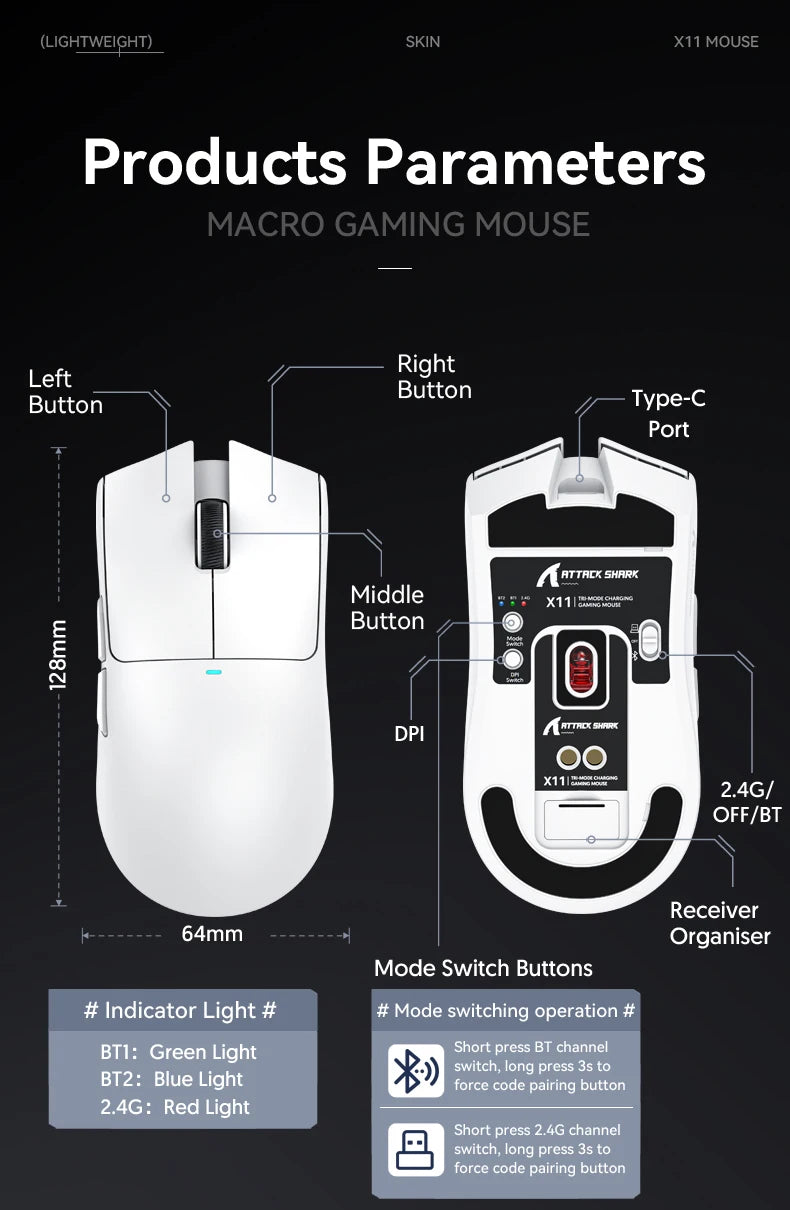 Premium Wireless Gaming Mouse with Dock - RGB & Macro
