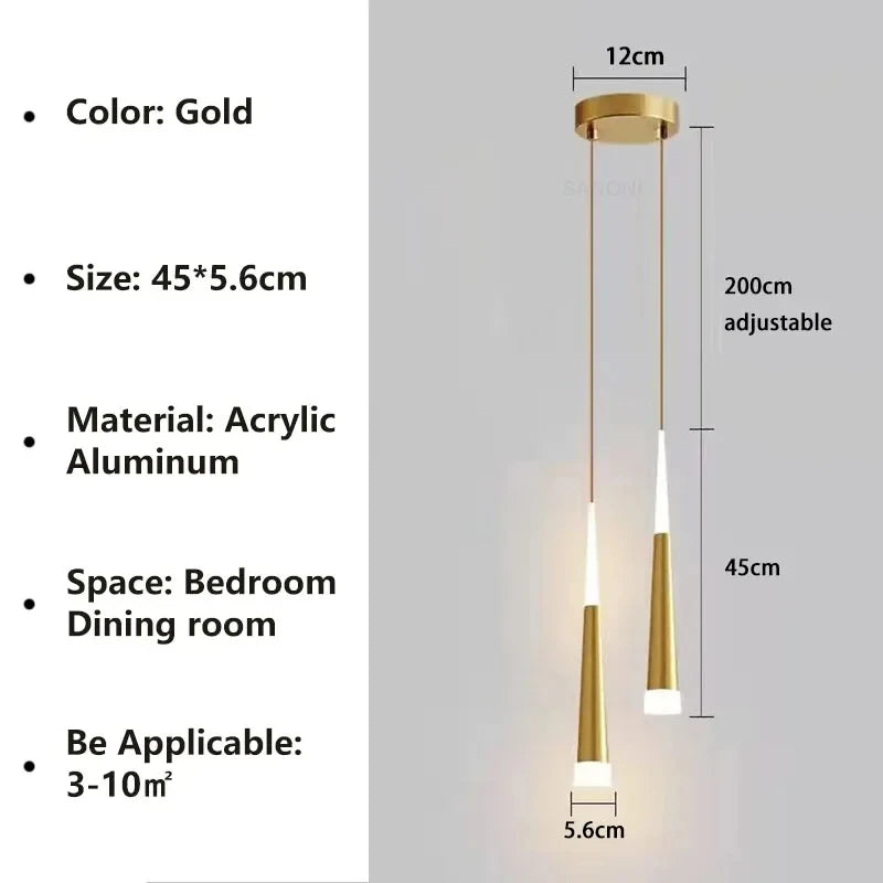 Modern Luxury Crystal Pendant Light - Elegant Bedside Hanging Lamp