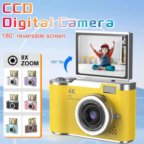 Compact Digital Camera - 8X Zoom & 180° Flip Screen