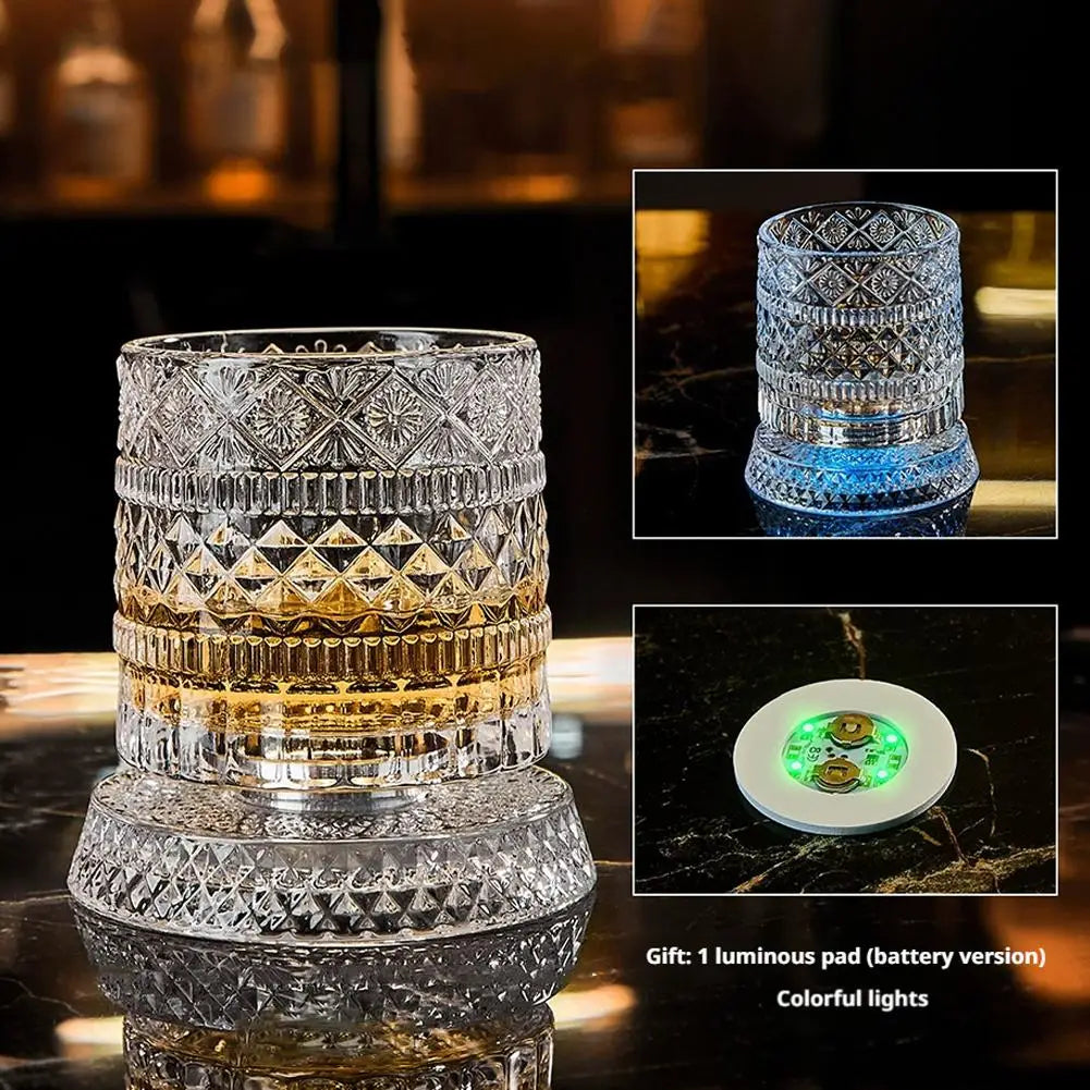 Elegant Rotating Whiskey Glass - Crystal Clear Drinkware