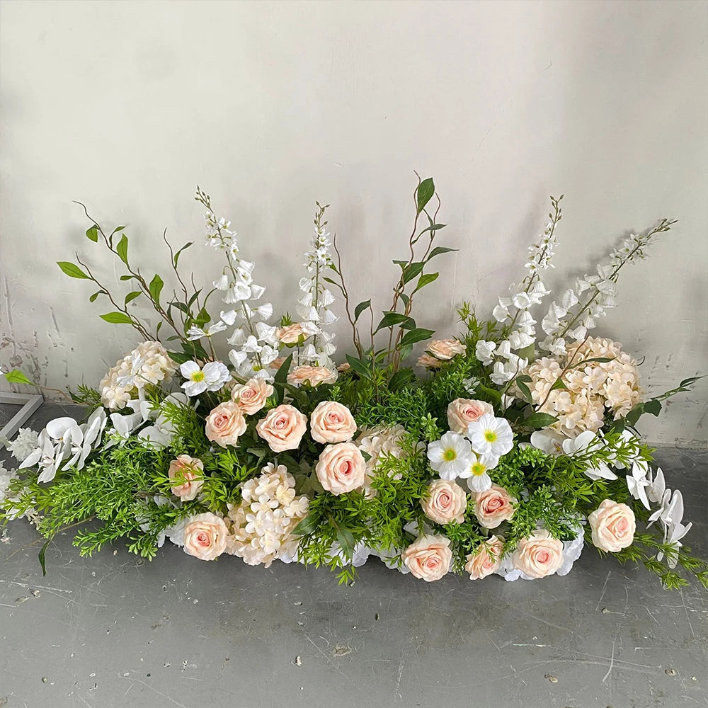 Luxury Champagne Pink Artificial Flower Row for Wedding Backdrop