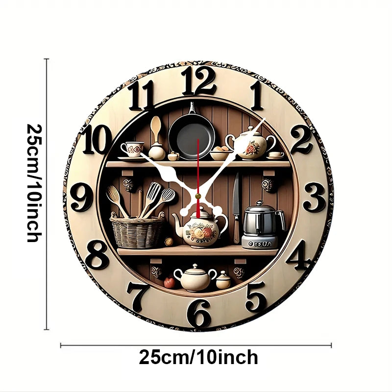 Elegant Wooden Kitchen Wall Clock - Silent & Decorative