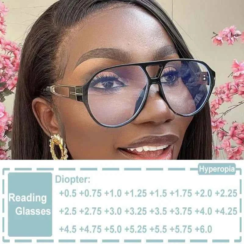 Luxury Oversized Oval Reading Glasses - Retro Pilot Design