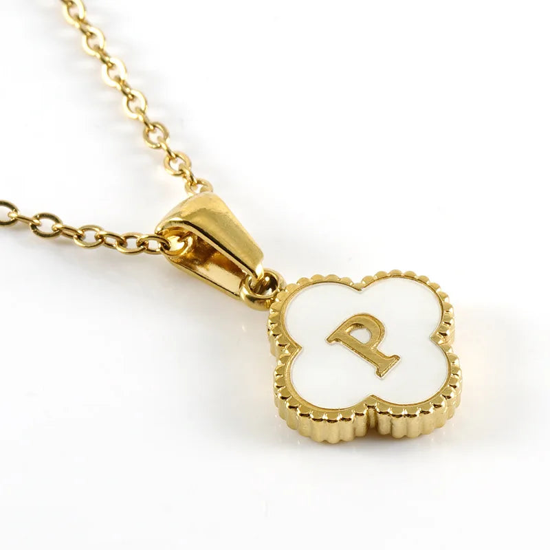 Elegant Initial Letter Necklace - Lucky Shell Gold Pendant