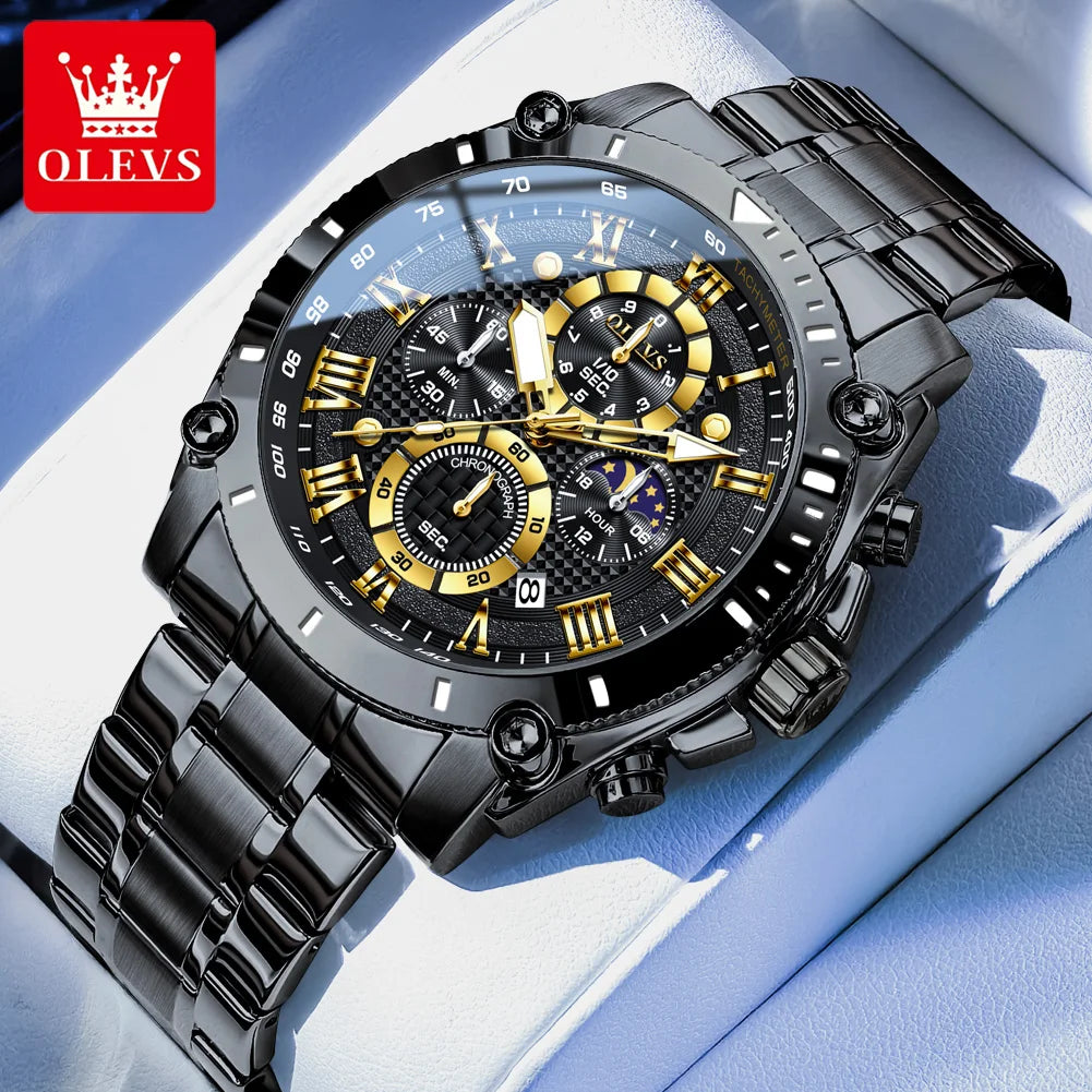 OLEVS Watches Man 3689 Multifunctional Sports Quartz Watch 30m Waterproof Luminous Date Mens Watch Original Business Brand - Tulique