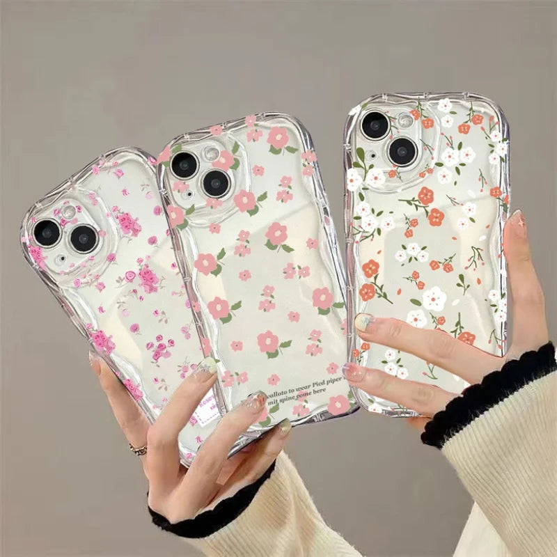 Daisy iPhone Case - Transparent soft TPU with wavy edge and daisy flowers