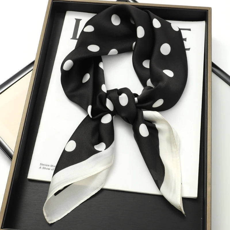 Luxury Silk Square Scarf - Elegant Satin Print Neck Wrap
