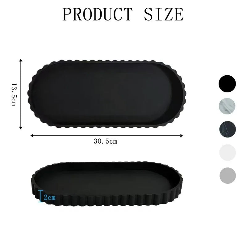 Elegant Scalloped Edge Luxury Decorative Tray - Oval Design