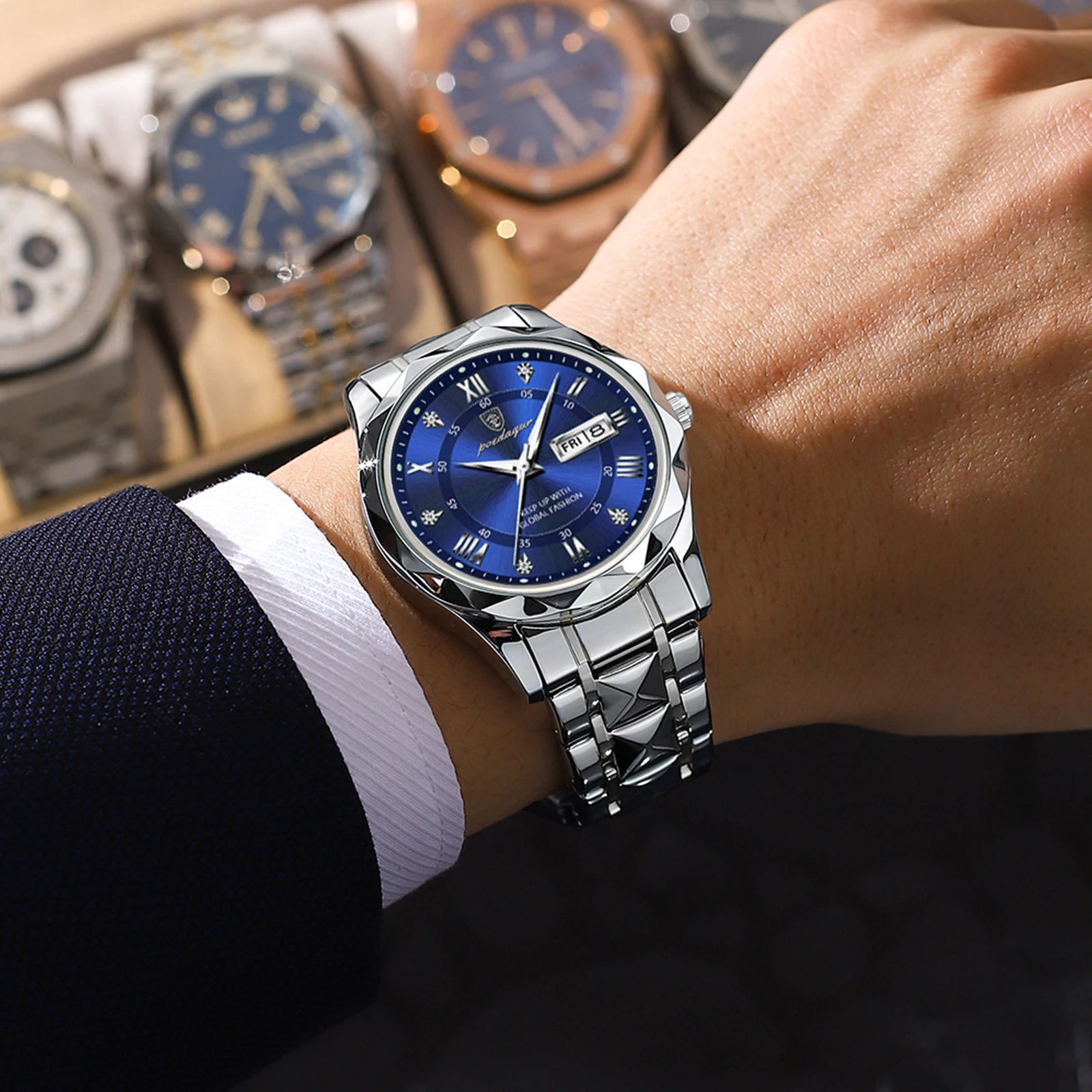 Luxury Men's Quartz Watch - Date & Week Display