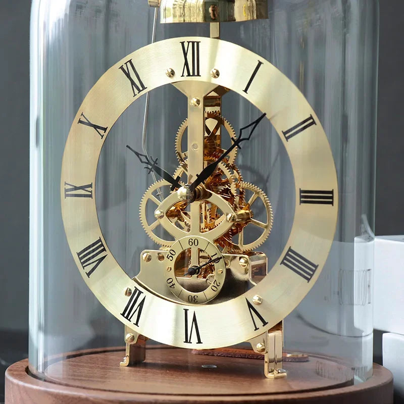 Elegant Luxury Desk Clock - Metal & Wood Tabletop Accent