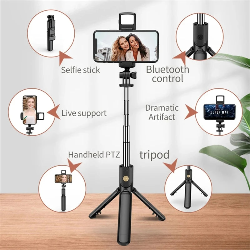 Professional Selfie Stick Tripod with Fill Light & Wireless Remote