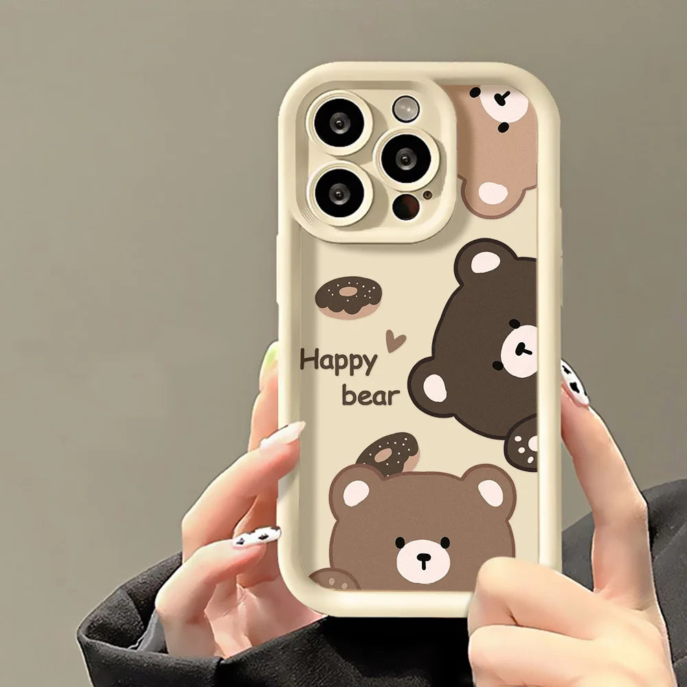 Premium Cute Bear iPhone Case - Shockproof Silicone Protection