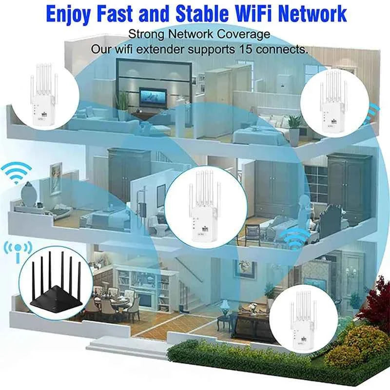 High-Speed Dual Band WiFi Range Extender - 1200Mbps Signal Booster