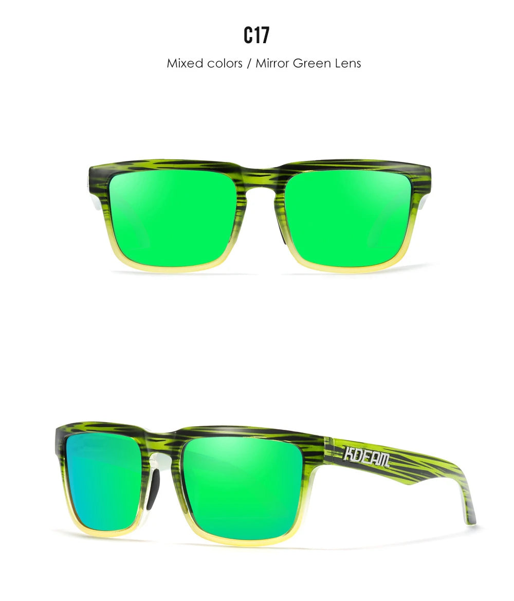 Premium Men Square Sunglasses - Polarized UV Protection & Mirrored Lens
