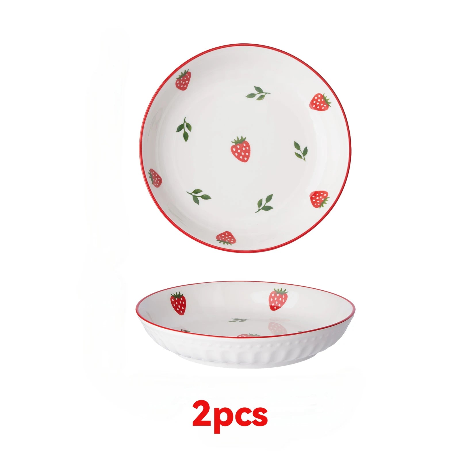 Premium Strawberry Ceramic Dinner Plate Set - Reusable & Elegant