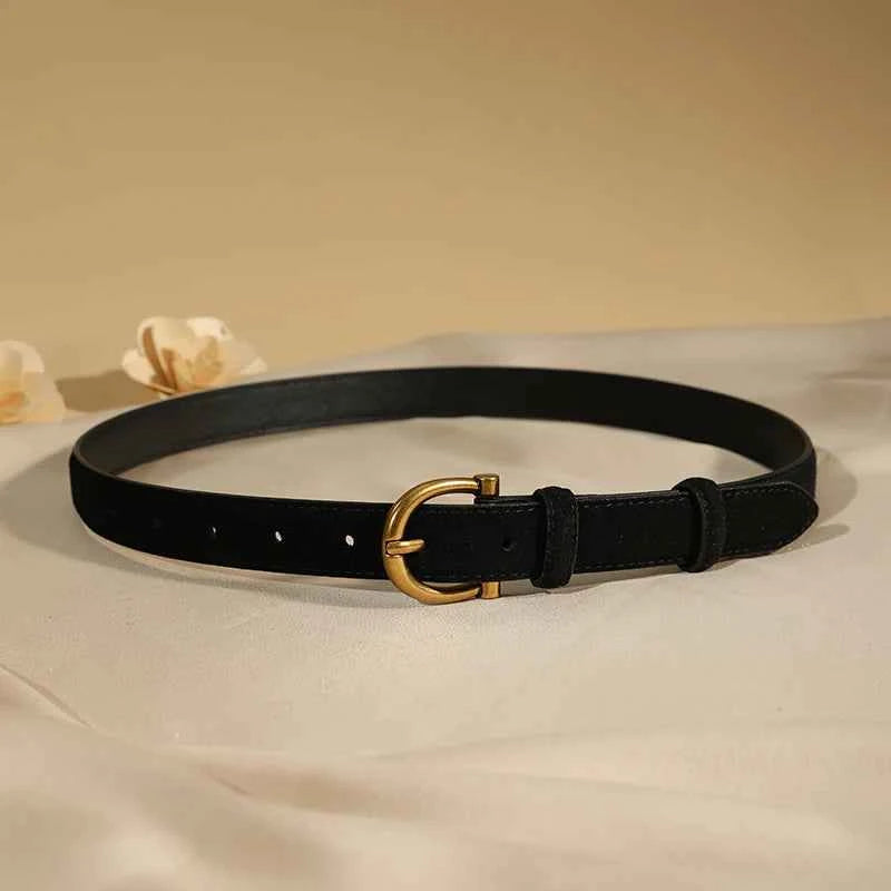 Luxury Suede Belt for Women - Gold Pin Buckle