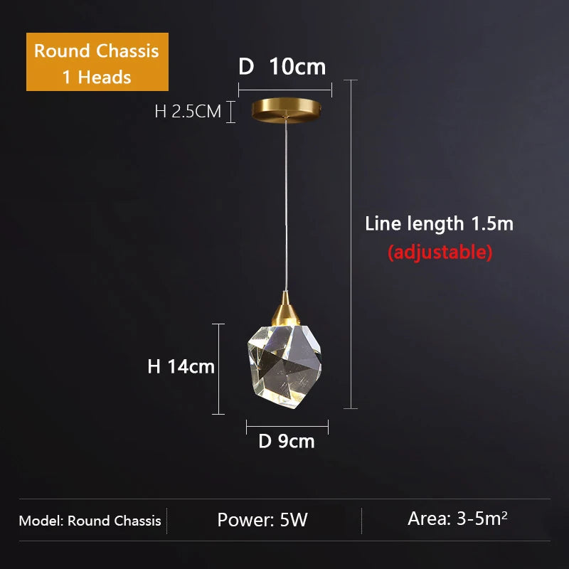 Luxury Crystal Pendant Light - Modern LED Hanging Ceiling Lamp