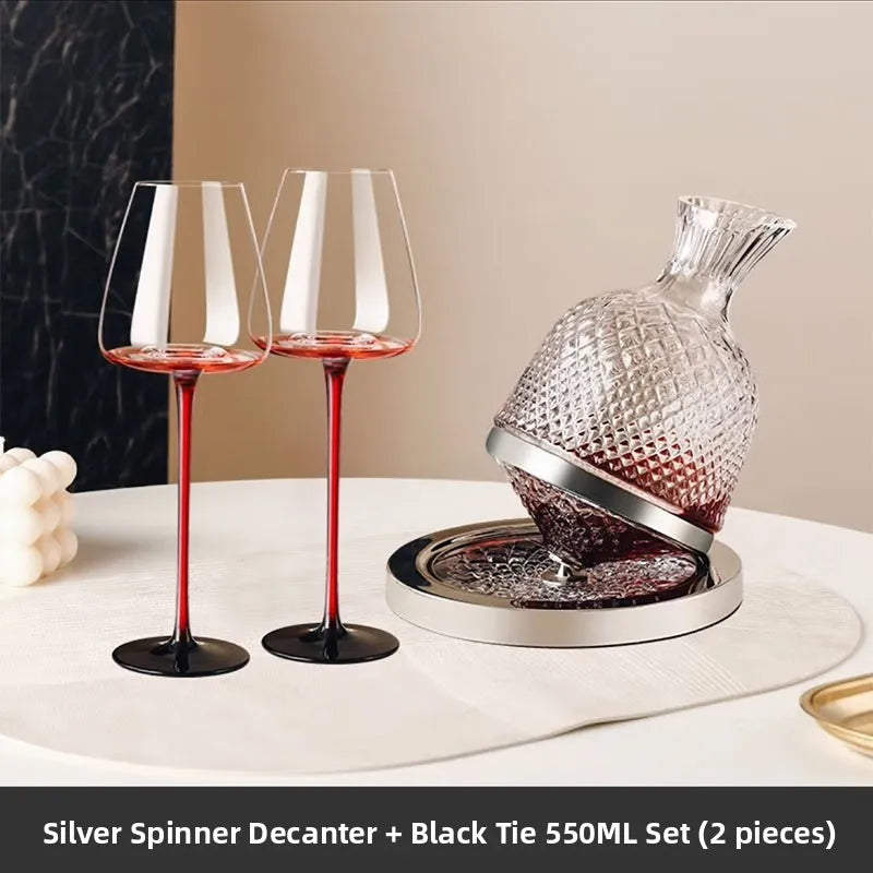 Elegant Burgundy Wine Glasses - Crystal Long Stem Design