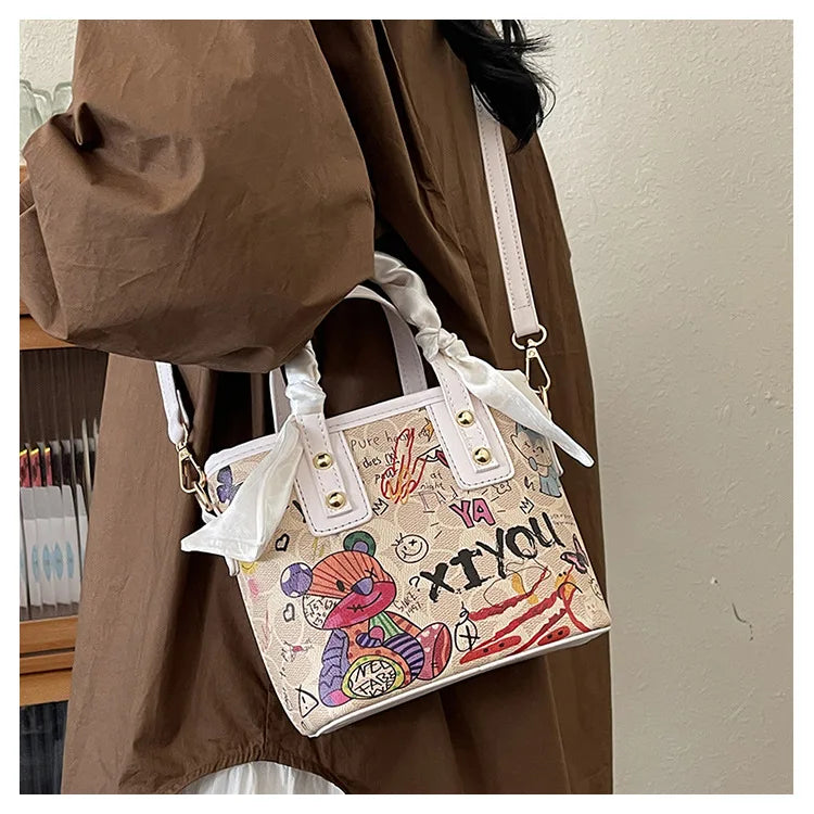 Elegant Artistic Crossbody Bag - Graffiti Design