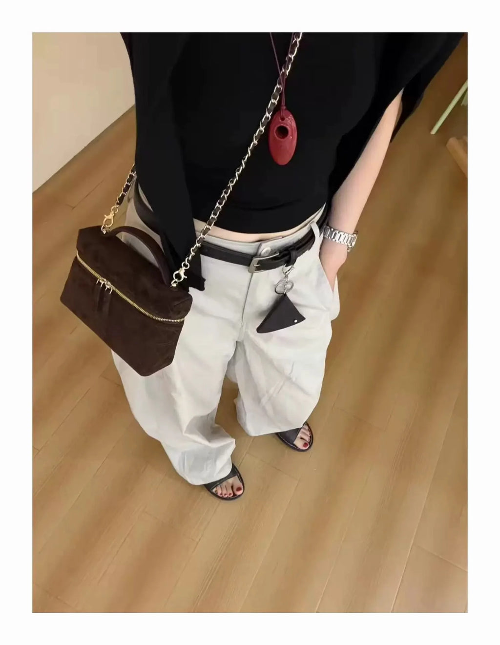 Elegant Frosted Suede Diamond Grid Chain Bag