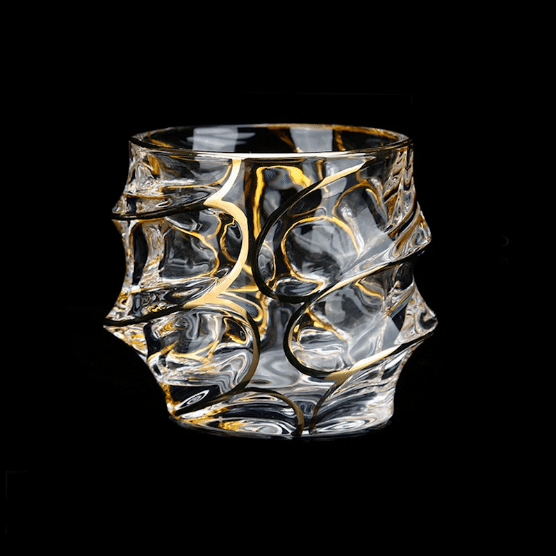 Elegant Gold Line Whiskey Glasses - Crystal Tumblers Set