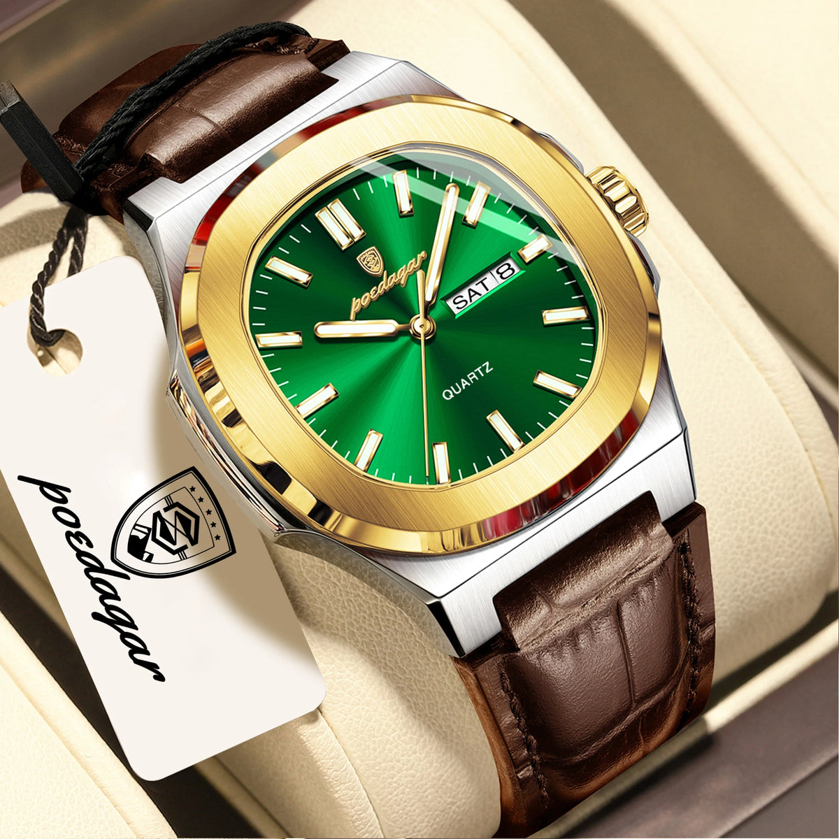 Luxury Square Men's Quartz Wristwatch - Waterproof & Luminous