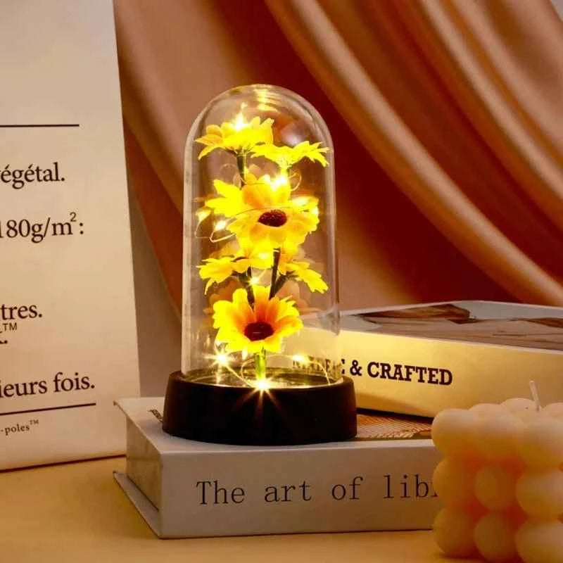 Eternal sunflower gift - small golden plastic sunflower for Mother's Day or Valentine's Day
