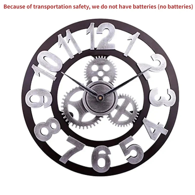 Premium Industrial Gear Wall Clock - Moving Metal Decor