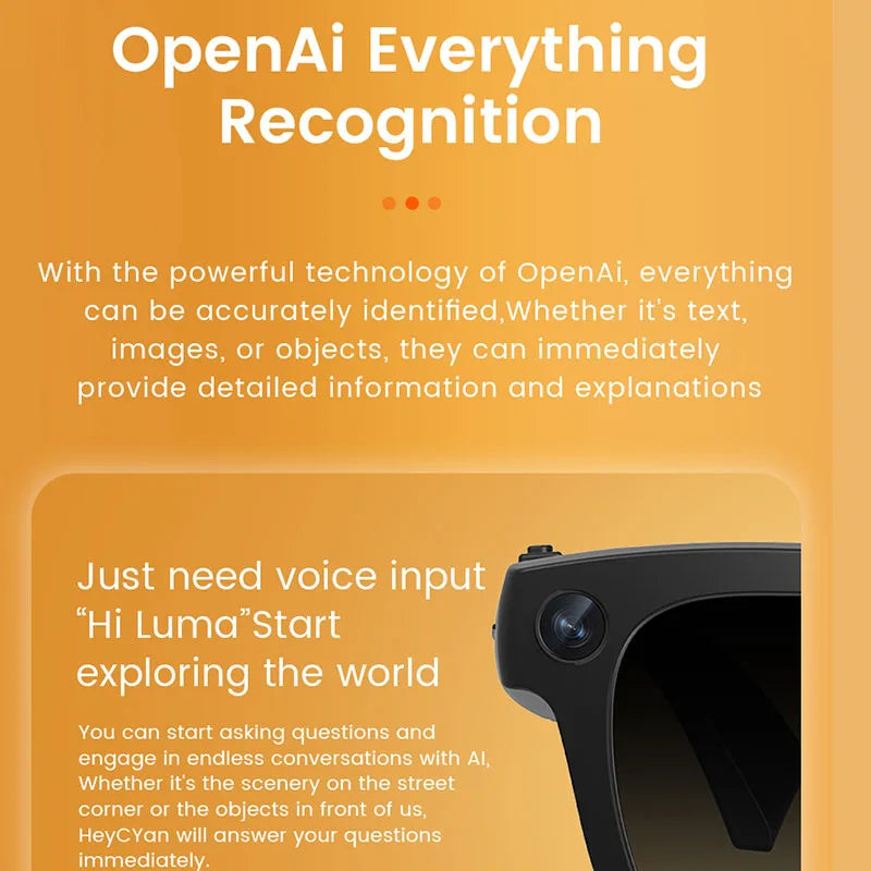 Advanced Smart Glasses - EIS Camera & AI Translation