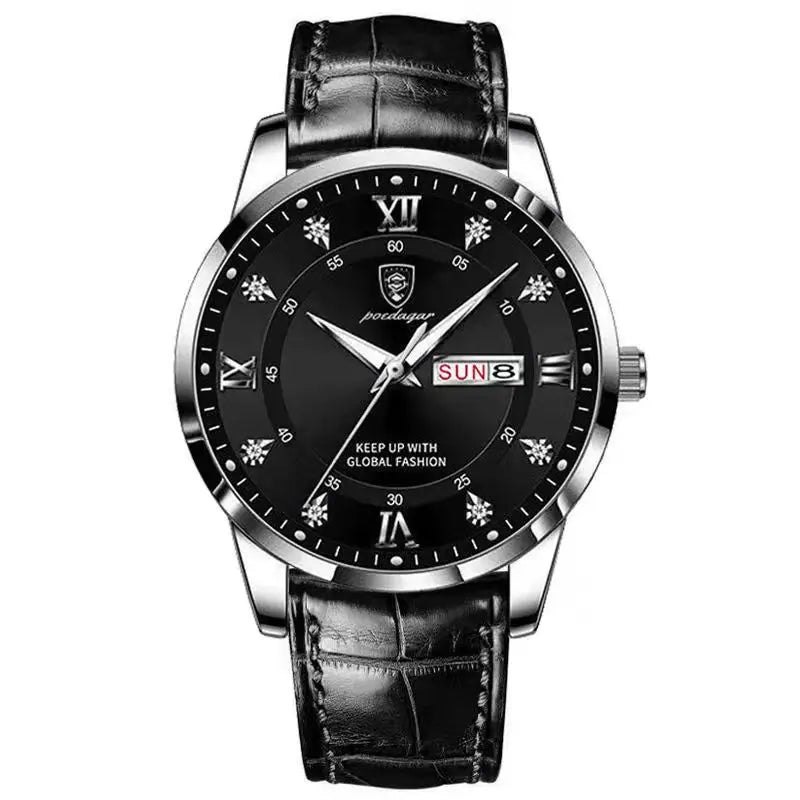 Luxury Men's Quartz Watch - Waterproof & Luminous Leather